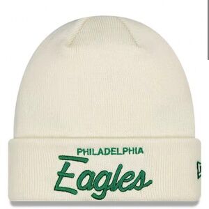 New Era Philadelphia Eagles Ivory Script Cuffed Knit Hat